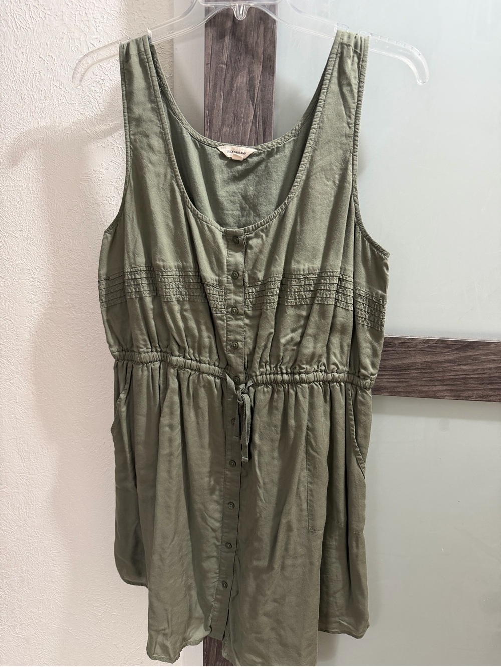 Lucky Brand Olive Green Sleeveless Button-Front Tunic